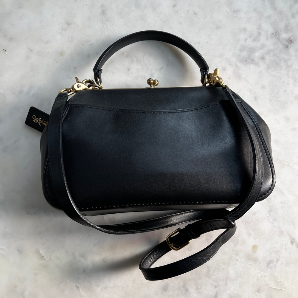 COACH 1941 Large Kisslock Frame black leather crossbody bag - Picture 6 of 16